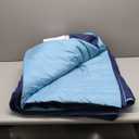 Amazon Basics Comforter Blanket Full/Queen, Reversible Lightweight Microfiber All Season Blanket, Navy/Sky Blue