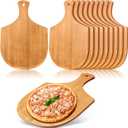 Roshtia 12 Pcs 17 x 12 Inches Wooden Pizza Peels for Making Pizza Paddle with Handle Hanging Cutting Board Spatula Paddle for Bread Cheese Kitchen(Bamboo Wood)