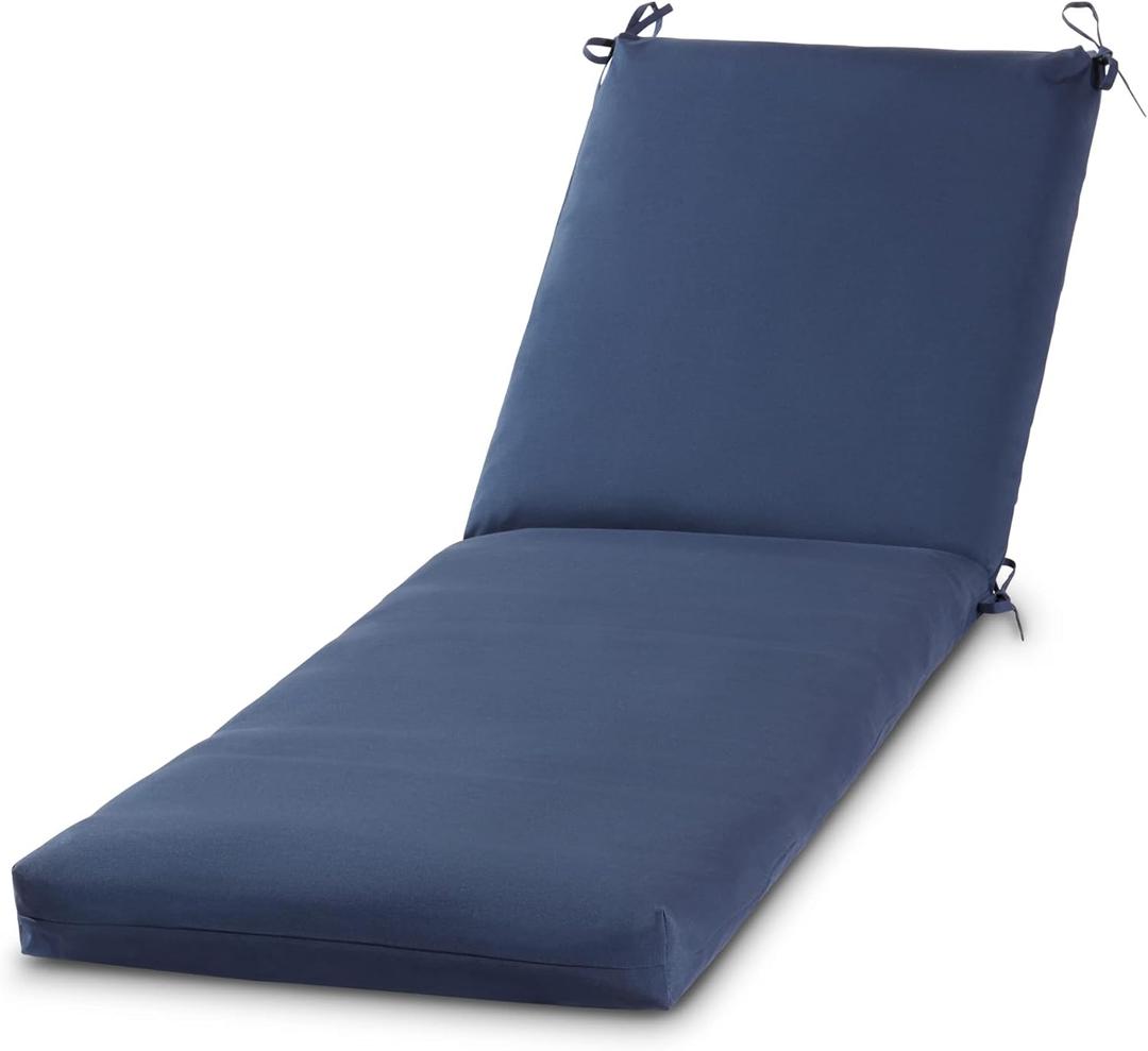 Greendale Home Fashions Outdoor Reversible Chaise Lounge Chair Cushion, Midnight
