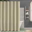 OVZME Waffle Shower Curtain Set for Bathroom, Textured Heavy Duty Fabric Bath Curtains, Luxury Hotel Weighted 230GSM Bathroom Decor with 12 Plastic Hooks, Machine Washable, 72Wx72L, Taupe