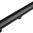 Linear Shower Floor Drain, Black 24 Inch 304 Stainless Steel Bathroom Drains Kit, Rectangular Shower Trench Drain with Reversable Tile-in Pattern Drain Cover & Hair Catcher (Matte Black)