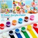 24 Pack Mini Acrylic Paint Set - 12 Colors Washable Acrylic Paint Strips for Kids&Adults Craft Paint, 336 PCS Kids Painting Kit for Birthday Classroom Painting Party Favor, Halloween Pumpkin, Art Gift
