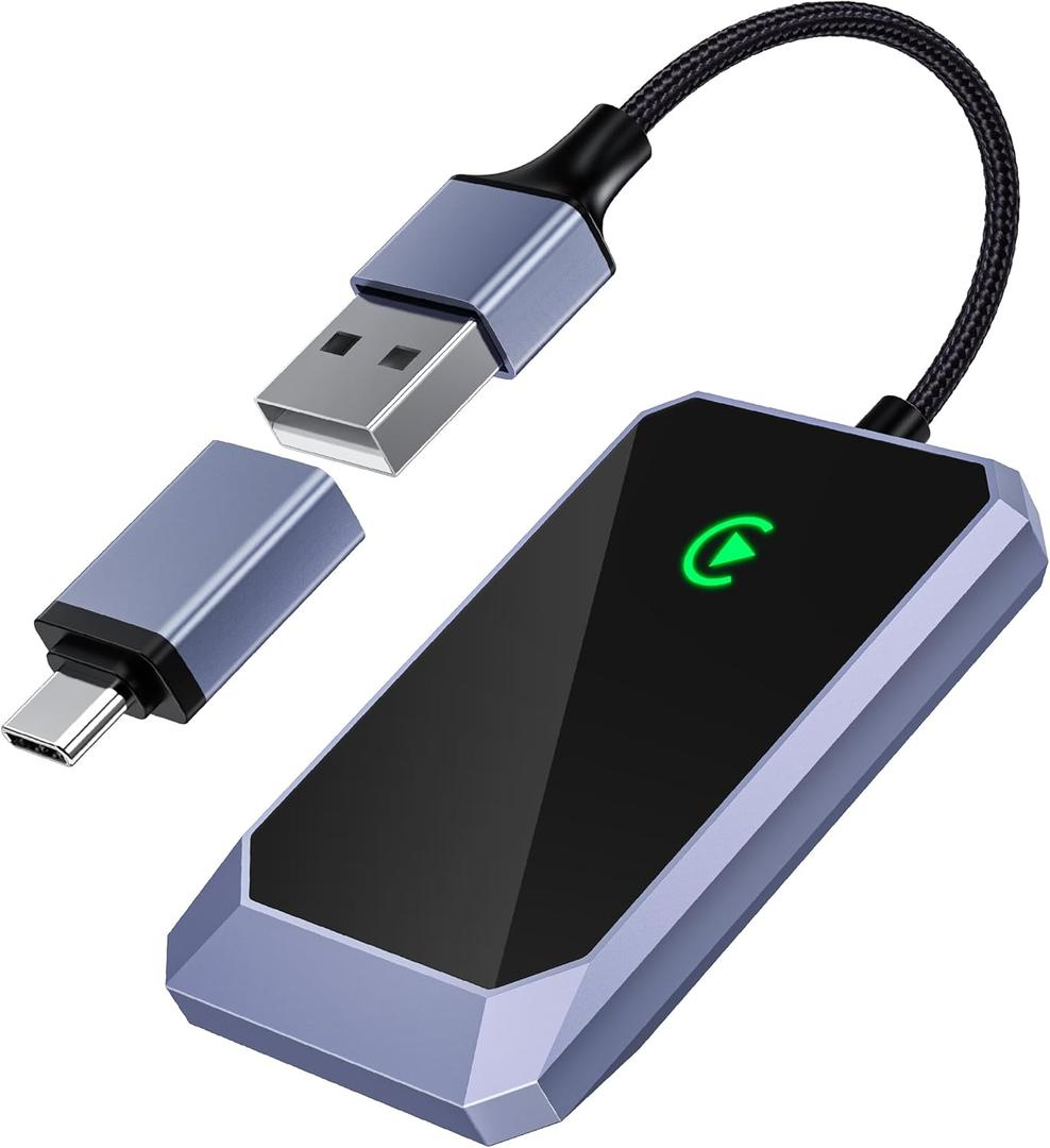 Wireless CarPlay Adapter for Apple iPhone, Convert Wired CarPlay to Wireless, Plug-and-Play, Stable Connection Compatible with OEM Wired CarPlay Vehicles & iOS 10+ (Purple)