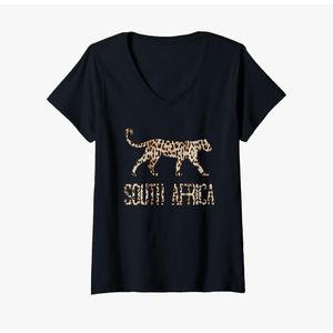 Womens South Africa Leopards Gift African Safari V-Neck T-Shirt XXL