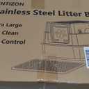 TENTIZON Stainless Steel Cat Litter Box with Lid, Large Covered Enclosed Kitty Litterbox with Hood, Flip Top, High Side, Litter Mat, Scoop for Big Cats, Kitten, No Odor, No Mess, Easy Clean, Grey