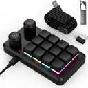 Macro Pad Macro Keyboard Programmable Keypad Customized 12-Key Mini Mechanical Gaming Keyboard One Handed Keyboard RGB OSU Micro Keyboard Macropad Knob Wireless Receiver&Type C 1m Cable(Black)