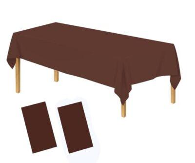 Plastic Tablecloth Pack Disposable Table Cover for Rectangle Table, 2 Brown