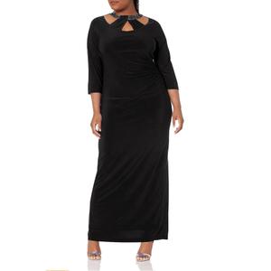 Marina Women's Size Jersey Embellished Neck Gown Plus size 14
