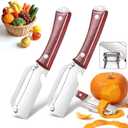 2 x 3-in-1 Stainless Steel Vegetable Peeler & Julienne Cutter with Bottle Opener - Multifunctional Kitchen Gadget for Fruits, Veggies, Camping & Daily Home Cooking(2-Pack) red