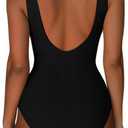 SUUKSESS Women One Piece Ruched Swimsuit Tummy Control Backless Bathing Suit (Black, L)
