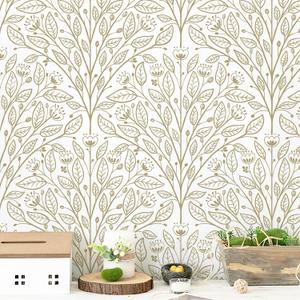 Safiyya Peel and Stick Wallpaper Boho Modern Beige Leaf Fanshaped 78.7"x17.3" Contact Paper Peel and Stick Wall Paper Self Adhesive Removable Wallpaper for Bedroom Bathroom Vinyl Roll
