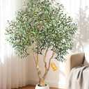 6 FT Faux Olive Tree, Look Real Fake Olive Tree with 4 Natural Thick Trunks & Weighted Pot, Olive Trees Artificial Indoor with Lusher & Fuller Leaves for Indoor Home Office Living Room Outdoor