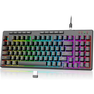 Redragon K517 Pro Wireless Gaming Keyboard, RGB Backlit, Tri-Mode BT/2.4GHz/USB-C, Mechanical Feel 94 Keys Computer Keyboard with 4 Macro Keys, Number Pad, 4000mAh Battery for Win/MAC