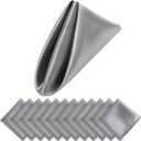Aneco 12 Pieces Satin Napkin Square 20 x 20 Inches Dinner Napkins Weddings Party Napkin Soft Table Napkins for Romantic Weddings Party Dinner Decoration (Grey)