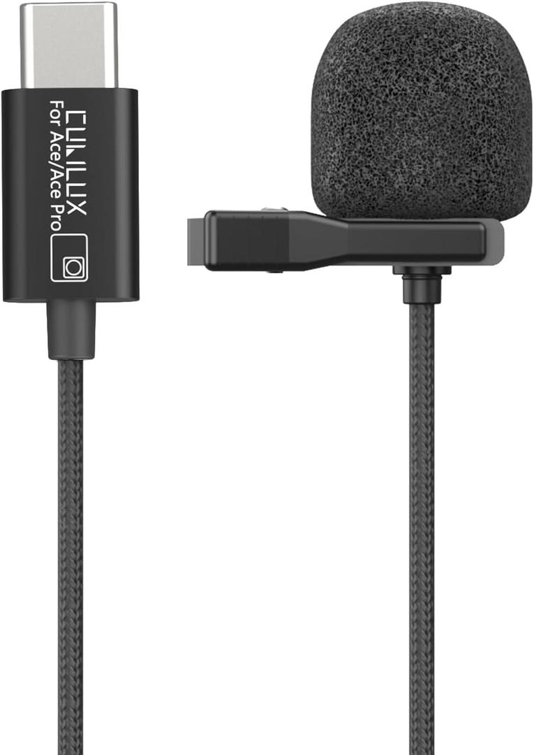 Cubilux MLC-19 Microphone Compatible with Insta360 Ace and Ace Pro, Clip-On Lavalier Lapel MIC for Ace/Ace Pro Action Camera, 5 Feet
