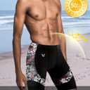 HUGE SPORTS Men's Rash Guard Swim Shorts Compression Swimming Jammer Cool Dry Active Swimsuit Workout Shorts Sports Tights (Blue, L)