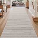 DEXI Hallway Runner Rug 3.3x12, Woven Braided Farmhouse Runner Carpet Indoor, Absorbent Thin Long Entryway Runners for Kitchen, Laundry Room, Patio Entrance, Light Beige-Gray