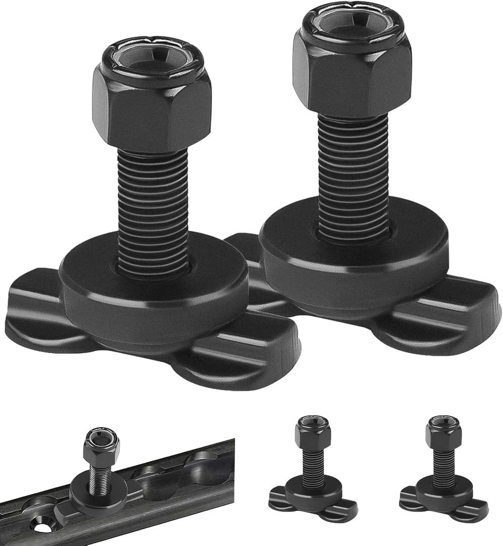 4-Pack L-Track Double Lug Threaded Stud Fitting (Working Load Limit of 1,916 Pounds), Heavy-Duty Bolt Down Anchor Points for Truck Bed, Trailer Cargo, Pickup, RV, ATV Used with L-Track Rails