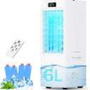 Swamp Cooler, 6L Windowless Portable Air Conditioners, 3-IN-1 Evaporative Air Cooler with Remote, 4 Modes & 3 Speeds, 4 Ice Packs, Auto Oscillating, 12H Timer, Quiet Cooling Fan