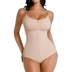 FeelinGirl Fajas Colombianas Shapewear for Women Tummy Control Full Body Shaper Tummy Tuck Compression Garment with Zipper (X-Large, Beige)