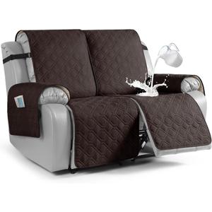 VANSOFY Waterproof Recliner Couch Covers, Sofa Covers 1-Piece Washable Reclining Sofa Cover Non-Slip Furniture Protector with Elastic Straps Pocket for Dogs, Pets(Chocolate,Oversized 2 Seater)