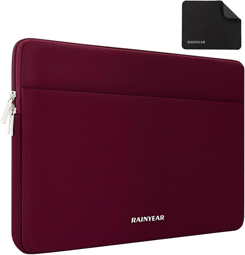 RAINYEAR Laptop Sleeve Case 13.3 Inch, Protective Portable Case with Front Pocket, Briefcase Handbag Laptop Bag Compatible with MacBook Air/Pro 13-13.3 inch, MacBook Pro 14 inch, Red