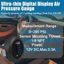 Dual Digital Display Air Pressure Gauge 2-1/16" (52mm) Air Suspension Gauge Kit 0-220 PSI 2PCS 1/8NPT Sensors with 1/4NPT Replacement Fittings for Air Suspension Systems Cars, Suvs and Trucks