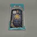 Generic Case Compatible with iPhone 12 - Glossy Hybrid Durable Shockproof Phone Cover,Cases for Woman Girl - Moon Stars Celestial Glass