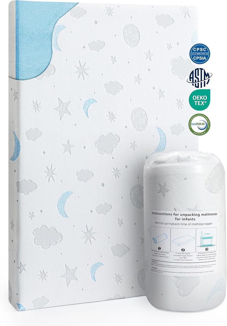 Pack and Play Mattress 38x26'' Breathable Soft Plush Memory Foam for Baby Toddler Travel Includes Removable Washable Cover Fits Play Pen Playard Pack n Play Mattress Topper Pad