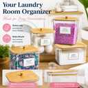 Laundry Room Organization Set, 3pack Wall Mounted Bamboo Floating Shelves with 4 Clear Laundry Pod Containers and 2 Soap Dispensers, No Drill Bathroom & Laundry Room Storage Organizer