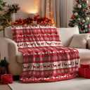 Horaldaily Christmas Flannel Blanket Throw, Red Reindeer Soft Fuzzy Plush Cozy Fleece Blankets for Couch Sofa Bed Lounging, Ideal Gifts for Kids Adults Wife Self, 50x60