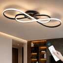 Modern LED Ceiling Light 31.5" Dimmable Ceiling Light with Remote & APP Control, 3000K-6000K Flush Mount Ceiling Lamp for Kitchen Living Room Bedroom (Black)