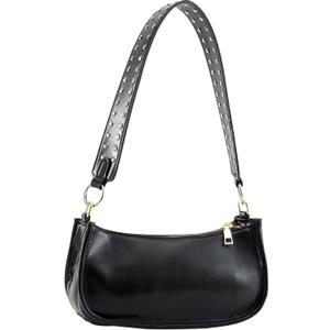 Shoulder Bag for Women Cute Hobo Purses and Handbags Retro Clutch Underarm Purse with 2 Removable Strap (Black)