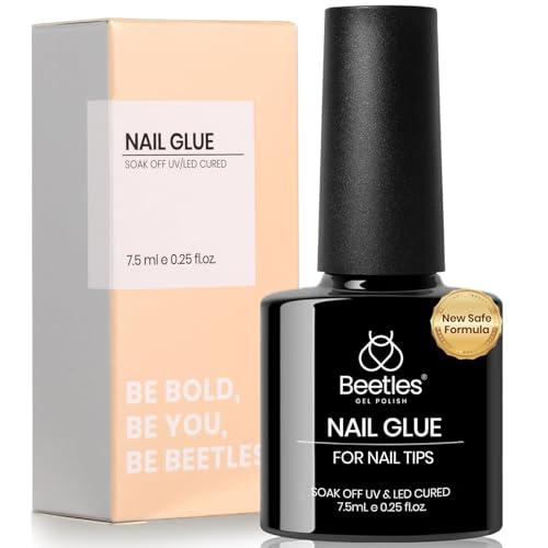 Beetles Gel Polish 9 in 1 Gel Nail Glue for Clear Acrylic Nails Tips, Long Lasting Super Strong Brush Nail Glue for Fake Nails, Base Blooming Nail Gel, New Safe Formula, U V Light Cure Pack Of 2 EXP. 2028/05/12
