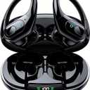 occiam Active Noise Cancelling Earbuds Wireless Bluetooth Headphones 90Hrs Playback Stereo Bass Earphones with Mic Over-Ear Hooks IPX7 Waterproof Headset for Work Sports Running Glossy Black