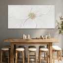 Large Floral Abstract Wall Art, Hand Painted Textured Canvas with Soft Organic Petal Forms, Ivory and Beige Tones with Gold Accents, Oversized Modern Statement Wall Decor, Gallery Wrapped, 29x58 Inch