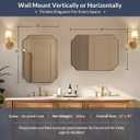 MIRRORART Gold Bathroom Mirrors 22x30, Scalloped Brass Vanity Mirrors Rounded Notched Corner in 1 Anti-Rust Seamless SUS304 Metal Frame Wall Mounted Vertical/Horizontal for Bathroom, Over Sinks