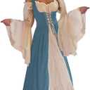Abaowedding Womens's Medieval Renaissance Costume Cosplay Over Dress (Beige, S)