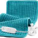 Heating Pad for Back Pain and Cramp Relief, Extra Large 17" x 33" Size Electric Heating Pad for Shoulder Neck Pain with 6 Temperature Level and 6 Timer Settings Auto Shut Off (Pale Blue)