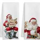 Funny Santa Bathroom Hand Towels, Christmas Bathroom Decor, Retro Xmas Santa Claus Decorative Hand Towels for Guest Bath Room Washroom Power Room Half Bath, 16x24 Inch Set of 2 (Color-10)