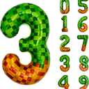 6 x Pixel & TNT Theme 40in Giant Number Balloons - Foil Mylar Birthday Party Decorations for Kids Adults Cumpleaos, Block Style Pixel Art Shape Balloon Decor Supplies (Pixel, Number 3)