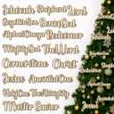 25 Pcs Names of Christ Ornaments Christmas Tree Decoration Wooden Names of Jesus Christian Ornament with Hemp Rope for Xmas Party Favor Decor