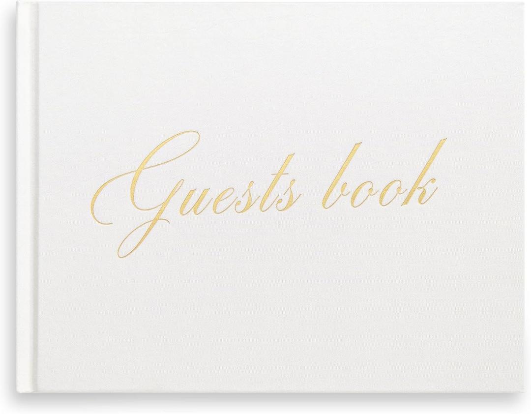 &And Per Se Guest Book for Party, Photo Book, Blank Book and Birthday Guest Book for Special Events, Baby Shower Book to Sign with Blank Lined Pages & Photo Spots (White)