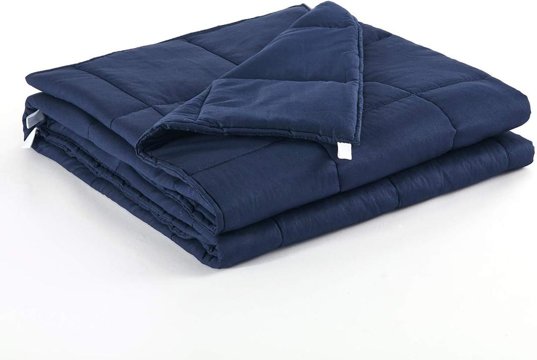 Weighted Blanket | 60''x80'',10lbs | for Individual Between 90-150 lbs | Premium Cotton Material with Glass Beads | Navy