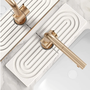 eormoe Faucet Mat for Kitchen Sink  Wider Diatomite Fast Drying Stone Sink Tray, Super Absorbent, Prevents Moisture Buildup  Faucet Splash Guard for Bathroom Counter (Light Grey, 15x5.3inch)