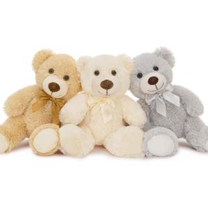 MaoGoLan 3 Pieces Bulk Teddy Bears Stuffed Animals Baby Shower, Soft Small Stuffed Teddy Bears in Bulk, 13.5" Cuddly Mini Teddy Bears Centerpiece,Wedding,Party,Engagement,Tan,Beige,Gray