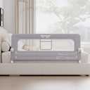 Kincongi Bed Rail for Toddlers, 59 Inch Swing Down Toddler Bed Rails with Wider U-Shape Base, Breathable Baby Bed Rail Guard for King, Queen, Full, Twin Bed Rail for Baby