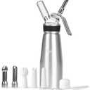 Homemade Whipped Cream Dispenser,500ml/ 1 Pint Cream Whip Canister with 6 Decorating Nozzles and Cleaning Brush,Leak Free Whipped Cream Maker for Desserts, Dips,Use 8g Whipped Cream Charger (Silver)