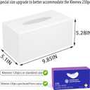 Tissue Box Cover, PITBVO Acrylic Tissue Box Holder Rectangle Upgrade Size Facial Tissue Holder Handmade Napkin Dispenser for Bathroom Kitchen Bedroom Home Office (Glossy White, 9.85"L x 5.1"W x 5.3"H)