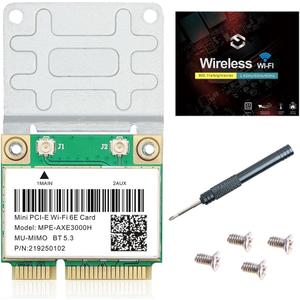 WiFi 6E Half Mini PCI-E WiFi Network Card 802.11AX AC MPE-AXE3000H 2.4GHz 5GHz 6GHz 5400Mbps Wireless Card BT5.2 MU-MIMO Mini PCIe Wi-Fi 6E Adapter OFDMA vPro for Windows 10/11 PC Laptops